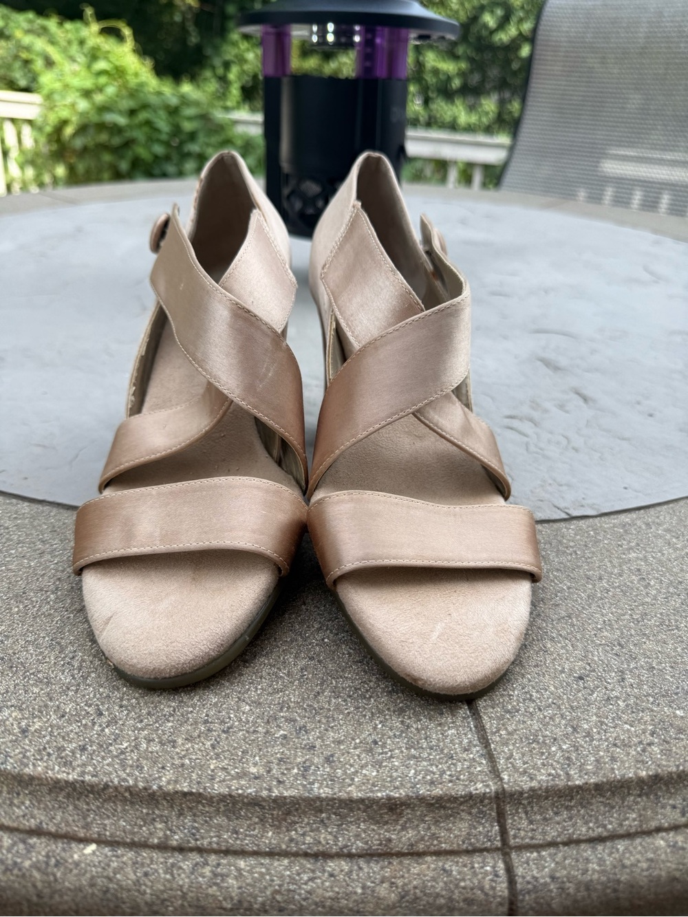Aeropostale Satin Crisscross Heels in Light Blush